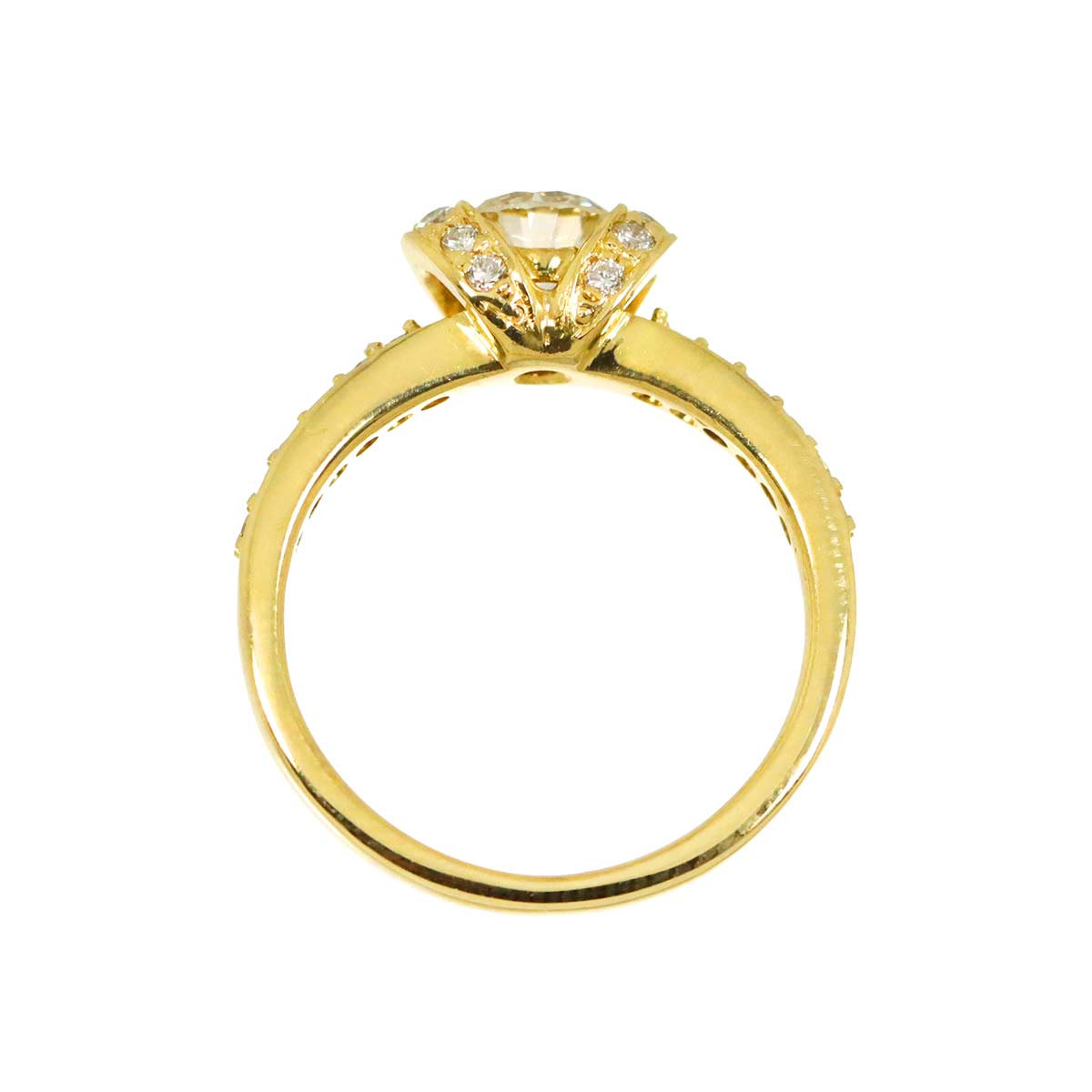 Diamond 0.462ct/0.24ct Ring 18K YG Yellow Gold 750 size4(US)