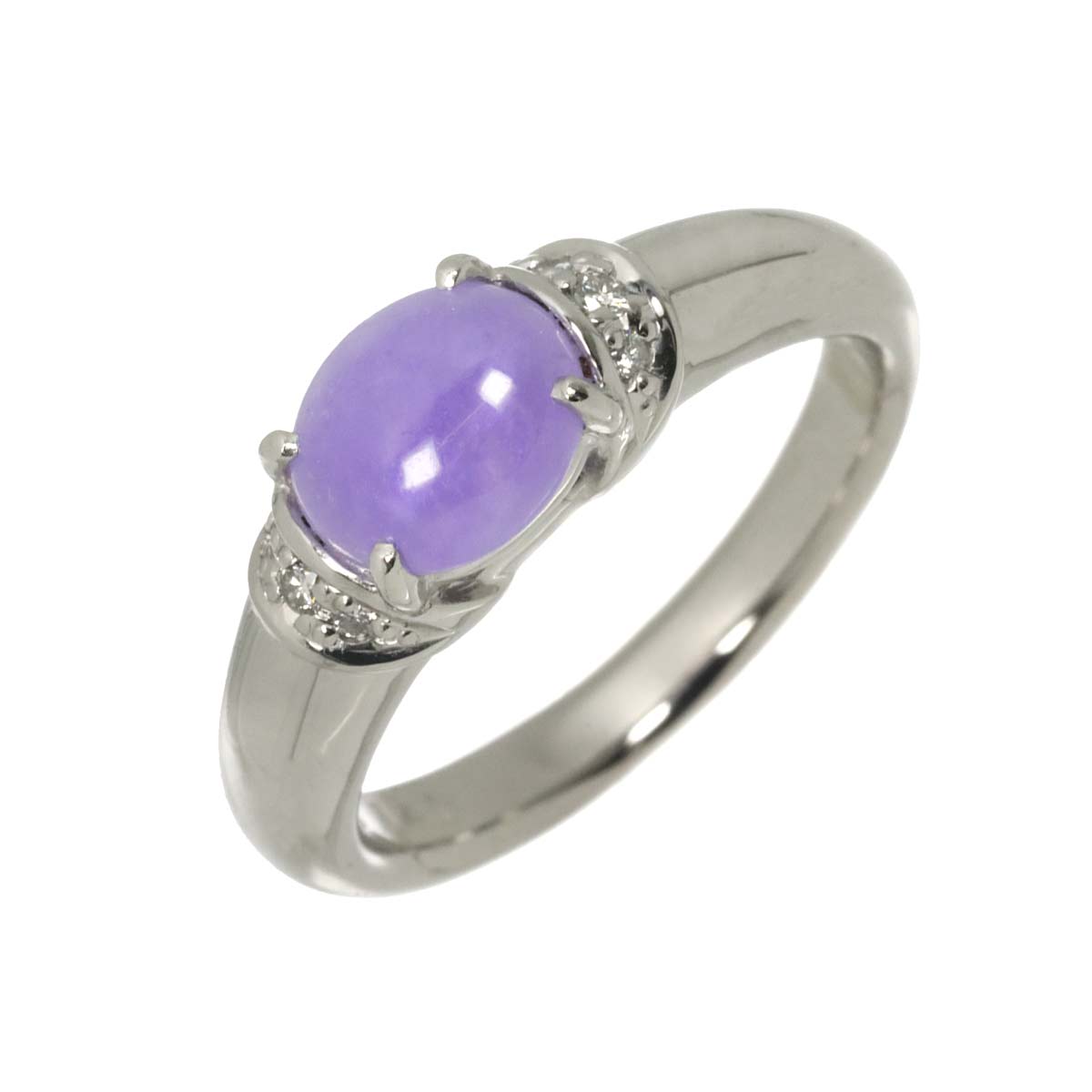 Jade 1.41ct Diamond 0.05ct Ring Pt Platinum size6-6.25(US)
