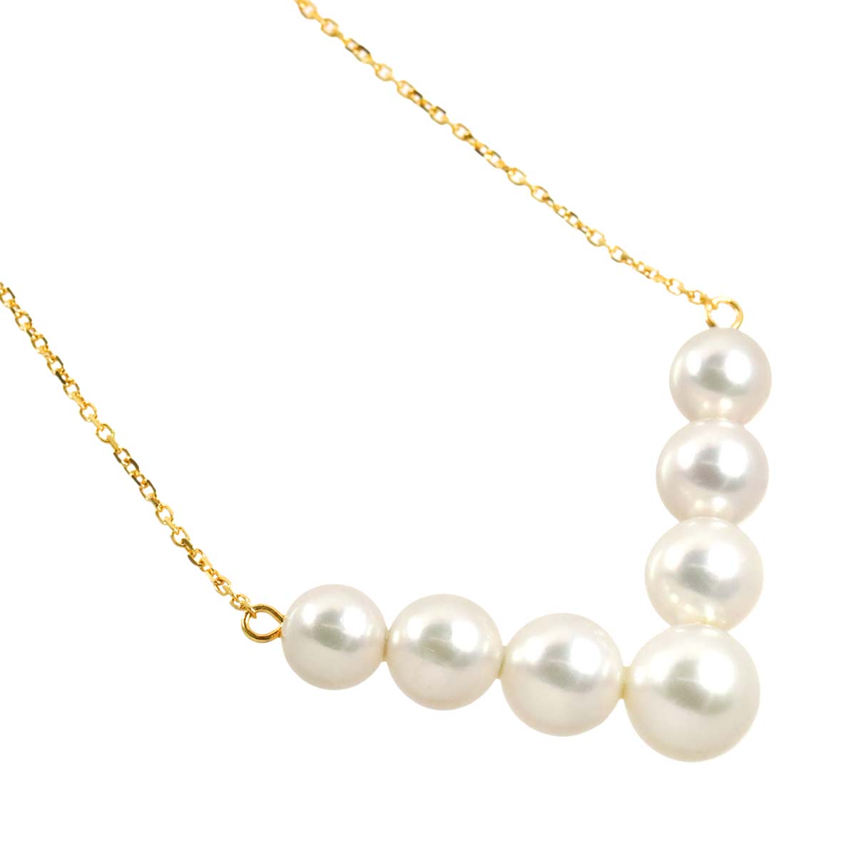 Akoya Pearl 6.4-5.0mm Necklace 18K K18 YG Yellow Gold 750