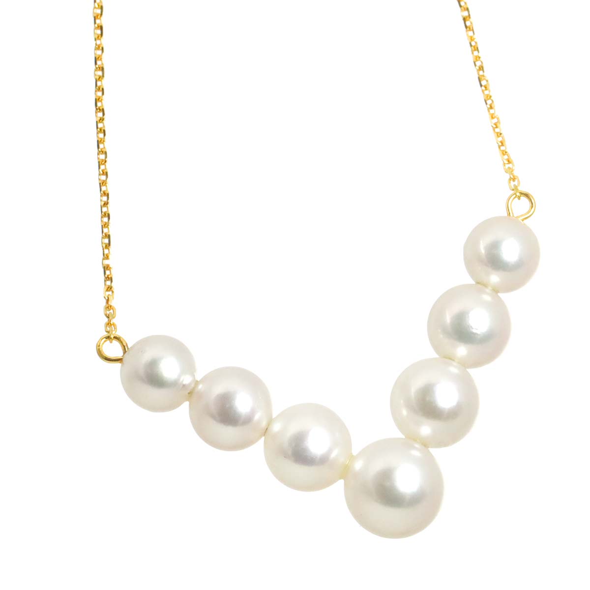 Akoya Pearl 6.4-5.0mm Necklace 18K K18 YG Yellow Gold 750
