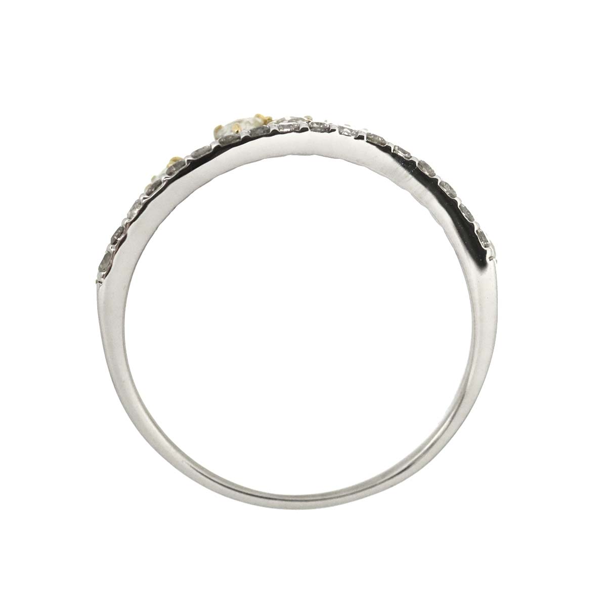 Diamond 0.22ct/0.16ct Ring 18K YG Pt Yellow Gold 750 6.25-6.5(US)