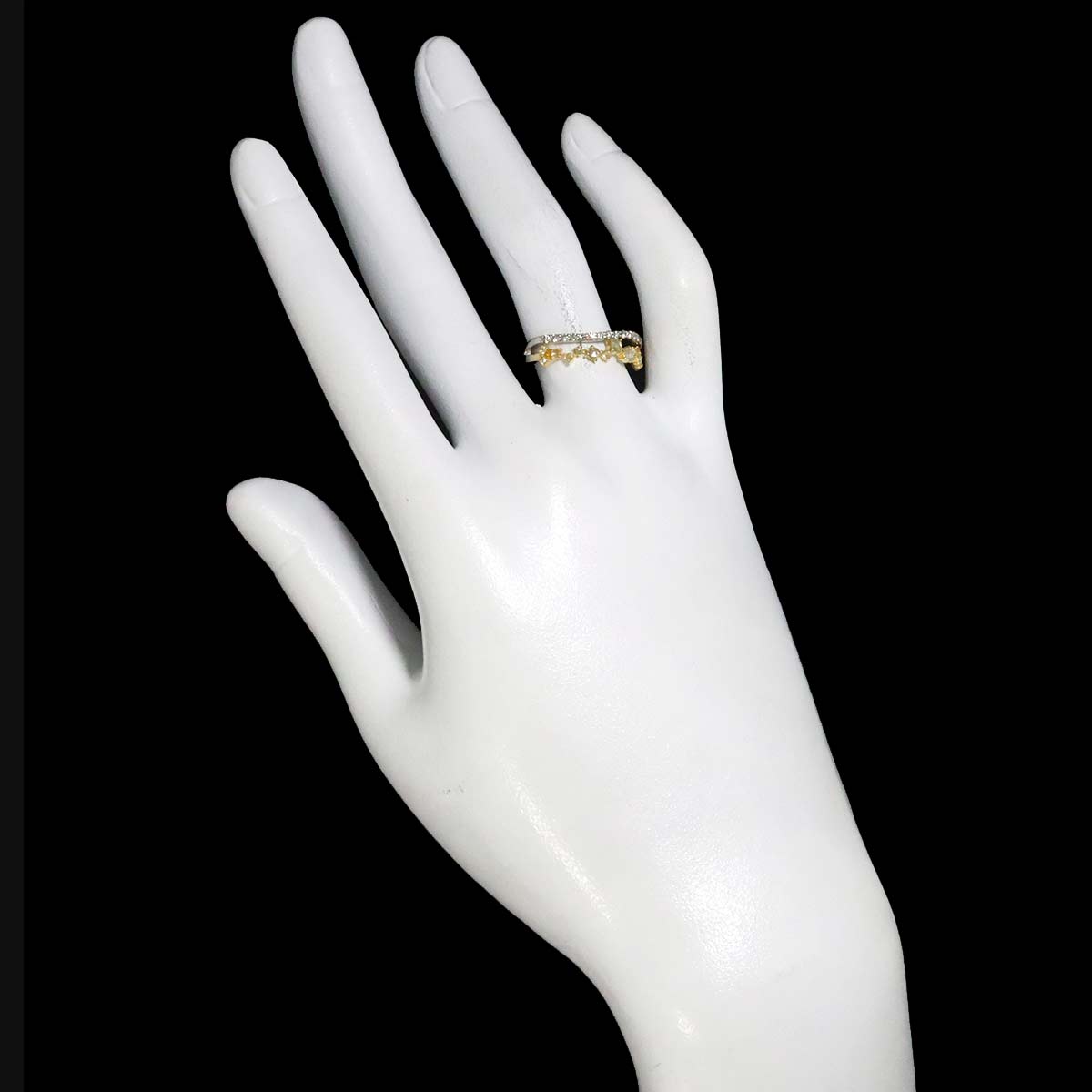 Diamond 0.22ct/0.16ct Ring 18K YG Pt Yellow Gold 750 6.25-6.5(US)
