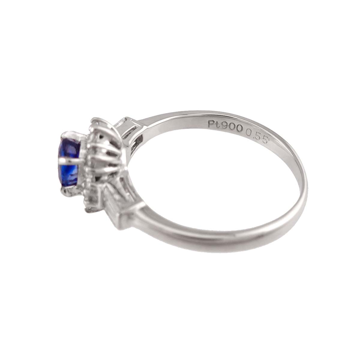 Sapphire 0.55ct Diamond 0.12ct,0.23ct Ring Pt Platinum size5.25(US)