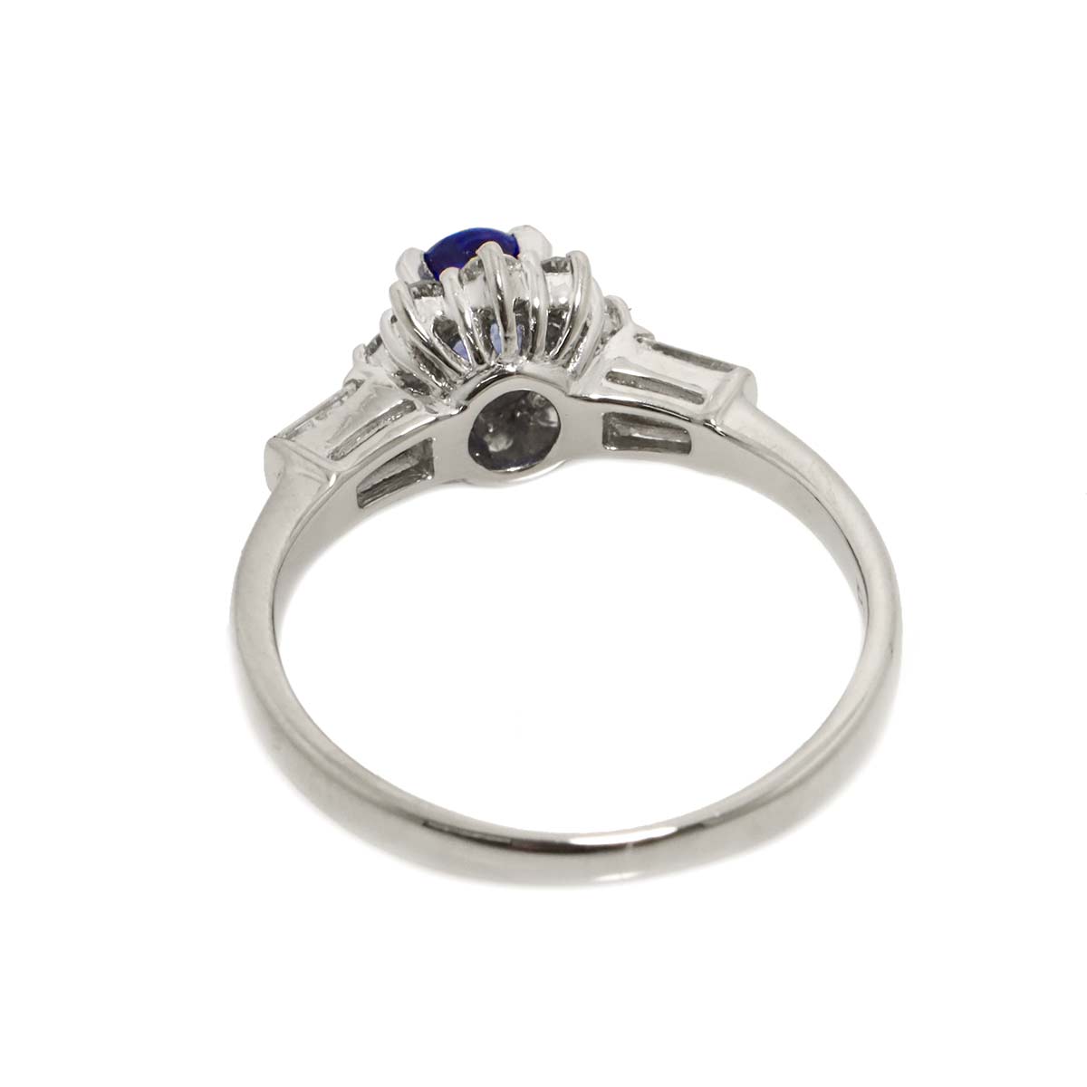 Sapphire 0.55ct Diamond 0.12ct,0.23ct Ring Pt Platinum size5.25(US)