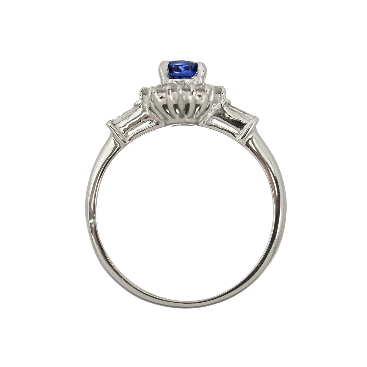Sapphire 0.55ct Diamond 0.12ct,0.23ct Ring Pt Platinum size5.25(US)