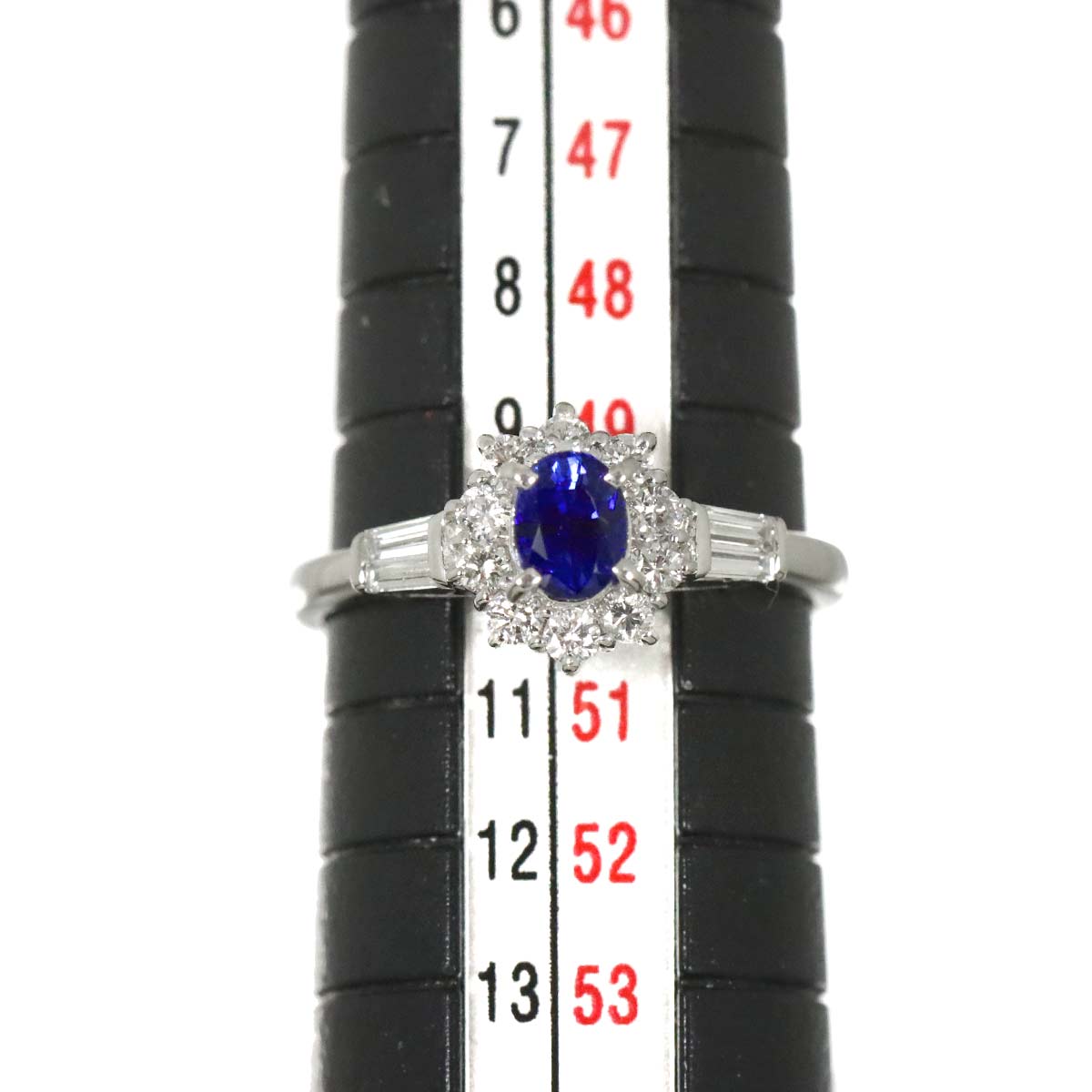 Sapphire 0.55ct Diamond 0.12ct,0.23ct Ring Pt Platinum size5.25(US)