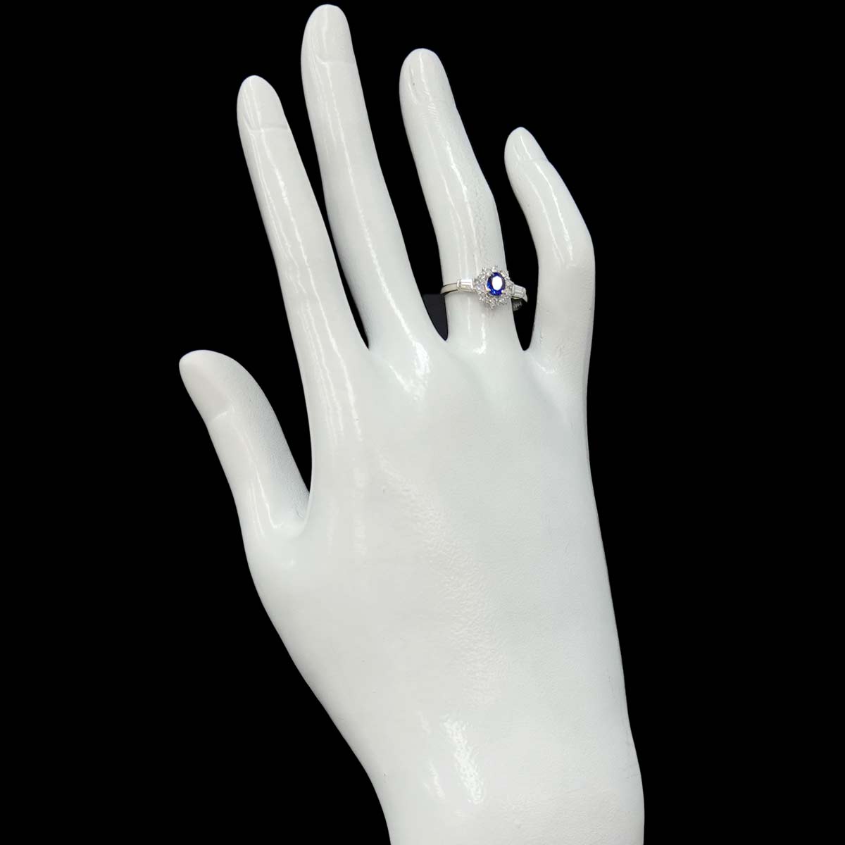 Sapphire 0.55ct Diamond 0.12ct,0.23ct Ring Pt Platinum size5.25(US)