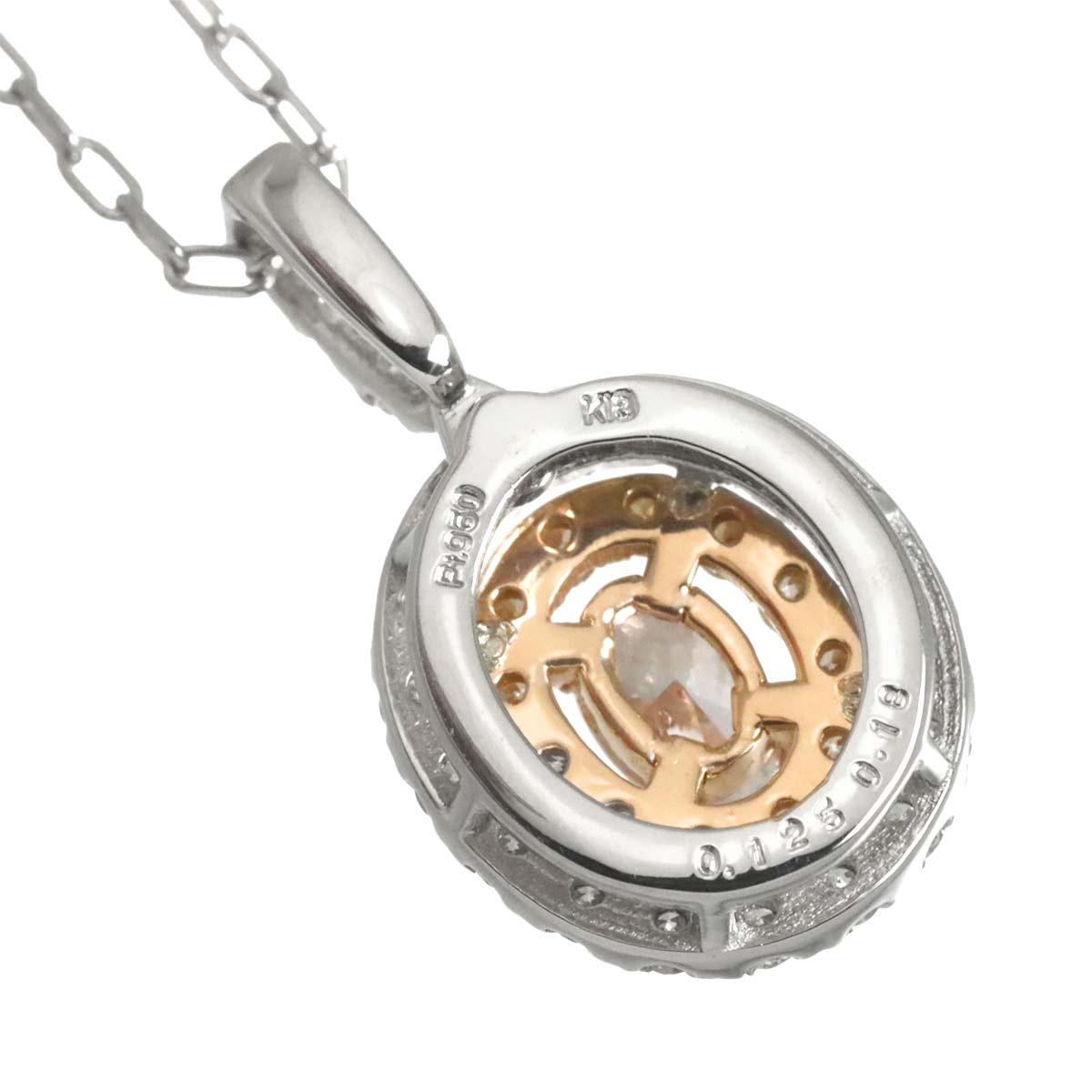 Diamond 0.125ct LPP/SI2 0.18ct Necklace Pt 18K PG Platinum