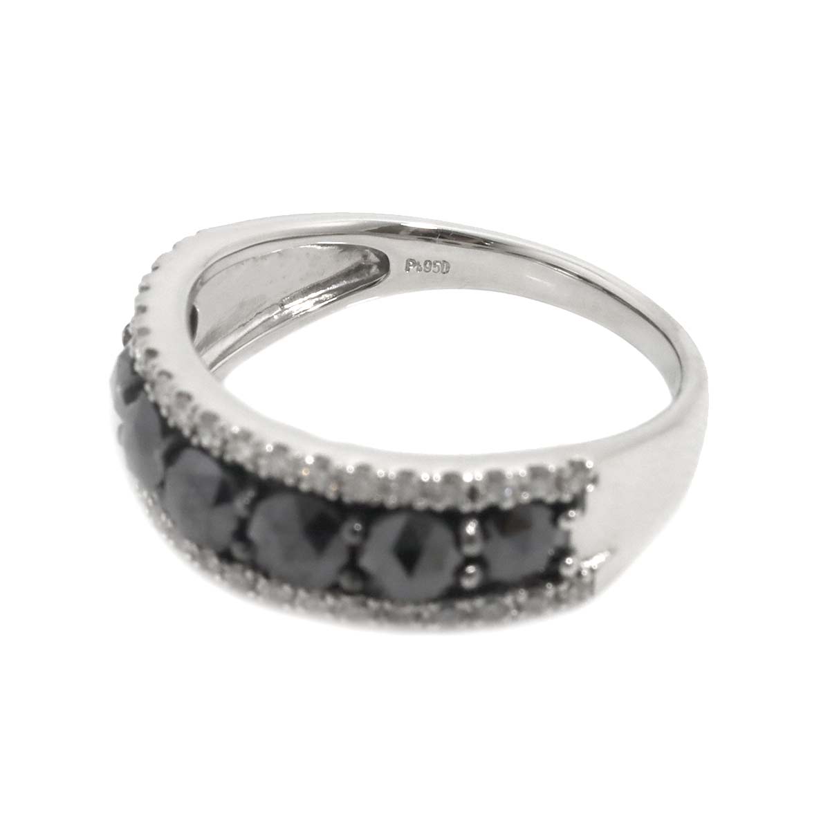 Black Diamond 1.39ct Diamond 0.31ct Ring Pt Platinum size6.25-6.5(US)