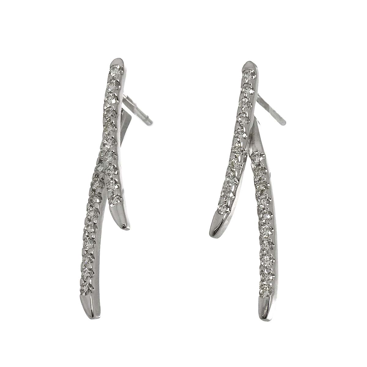 Diamond 0.20ct/0.20ct Earrings Pierced 18K K18 WG 750