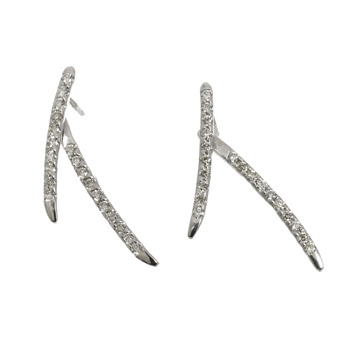 Diamond 0.20ct/0.20ct Earrings Pierced 18K K18 WG 750