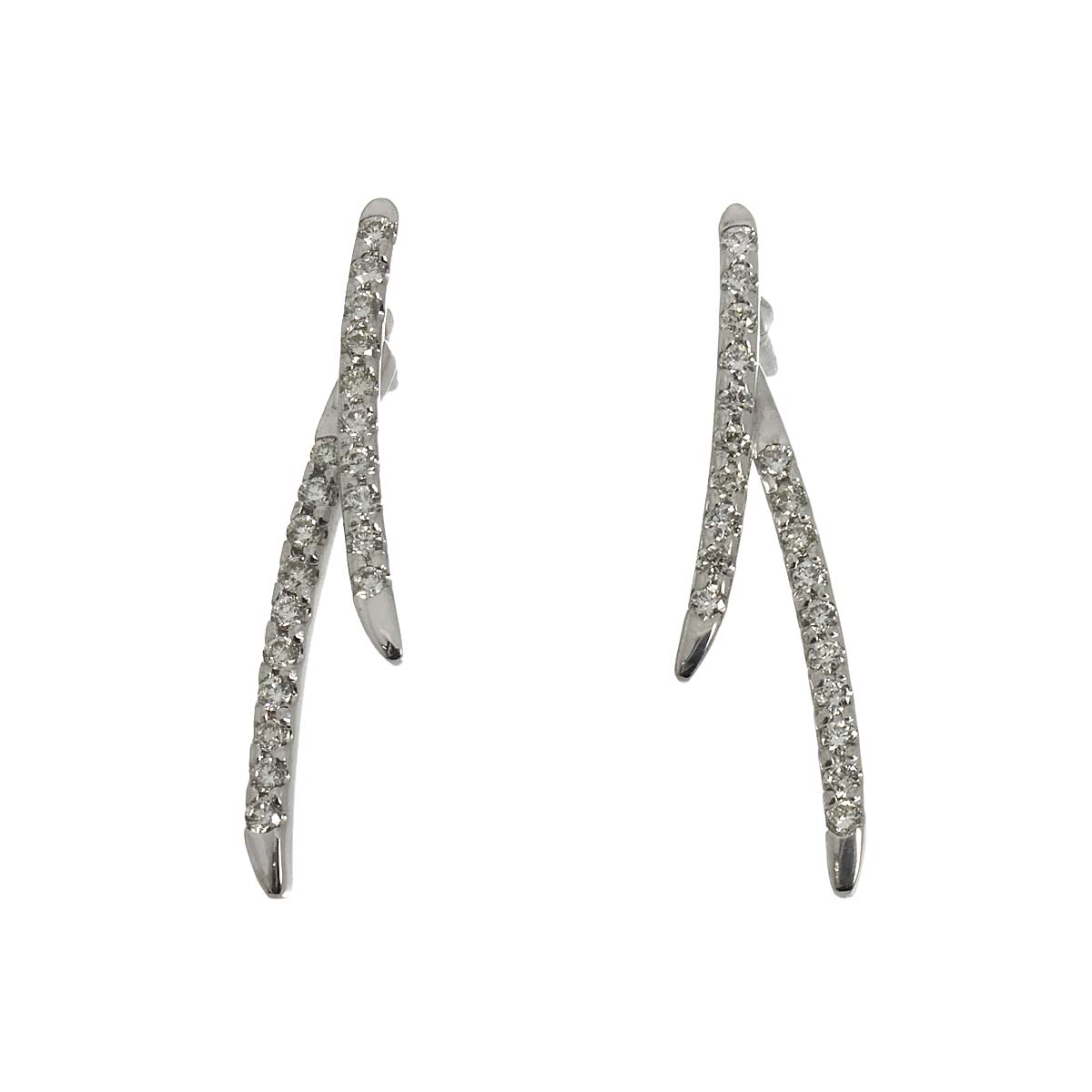 Diamond 0.20ct/0.20ct Earrings Pierced 18K K18 WG 750