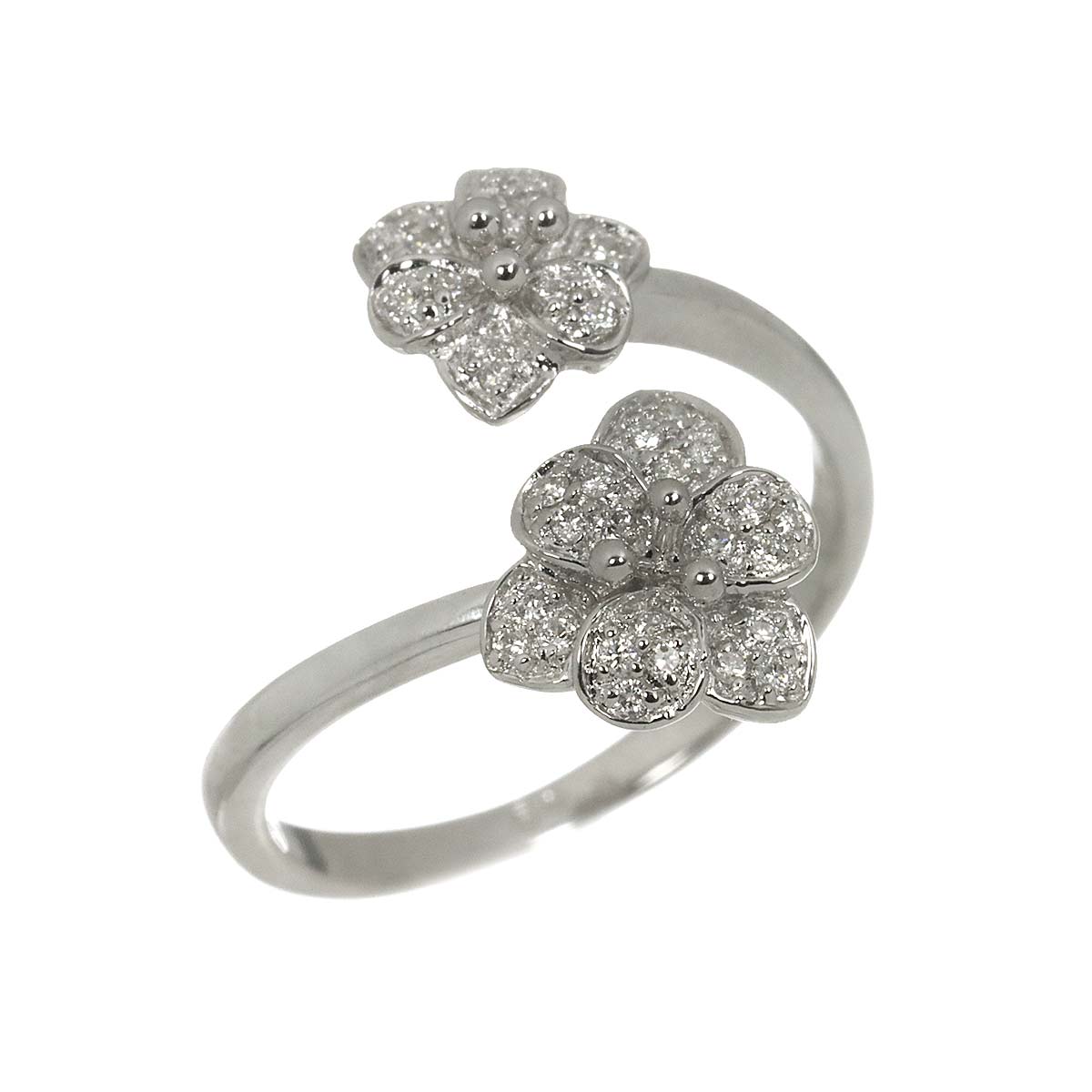 Diamond 0.13ct Ring 18K K18 WG White Gold size6.25-6.5(US)