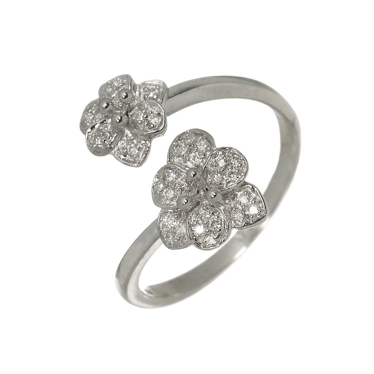 Diamond 0.13ct Ring 18K K18 WG White Gold size6.25-6.5(US)