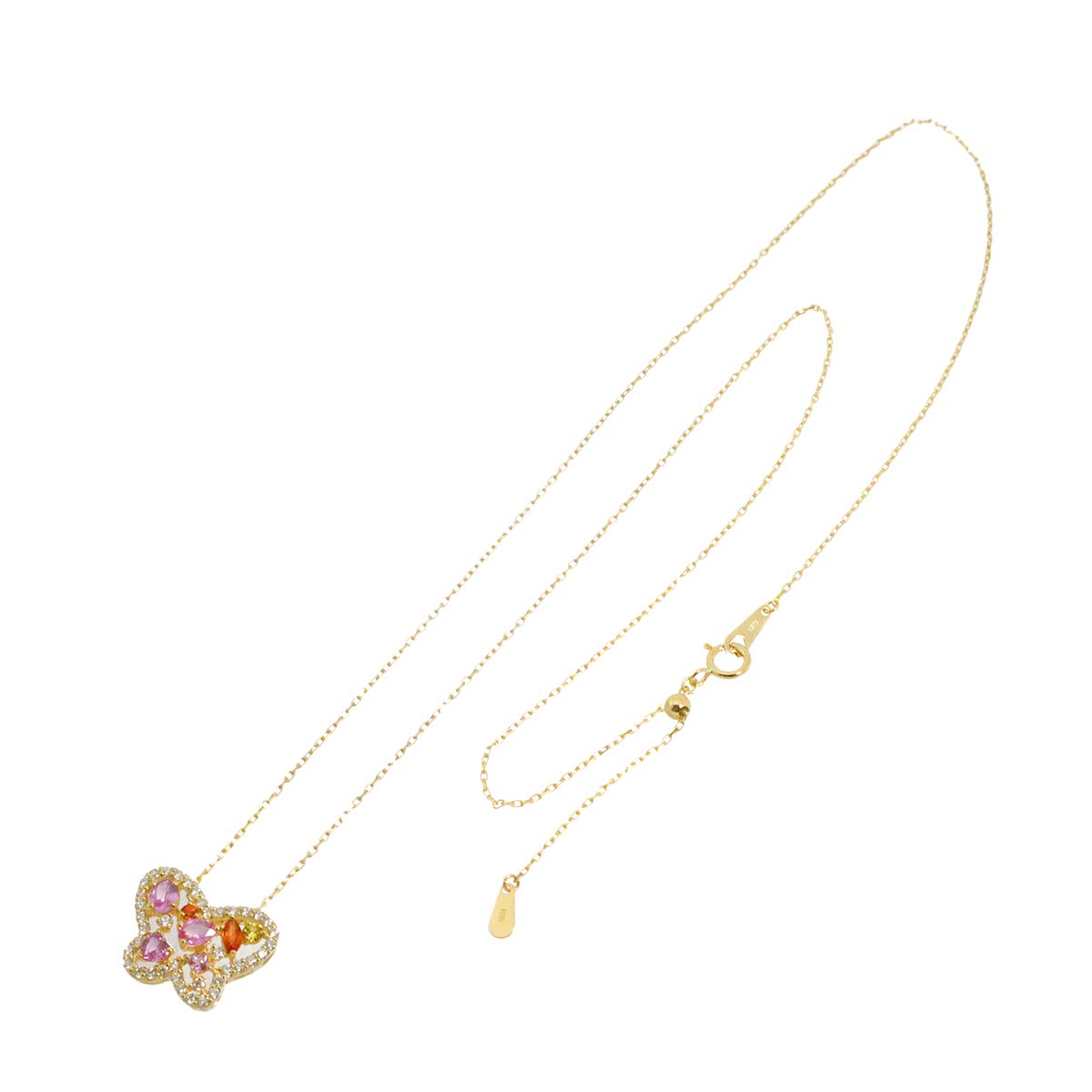 Sapphire 0.70ct Diamond 0.31ct Necklace 18K Yellow Gold 750