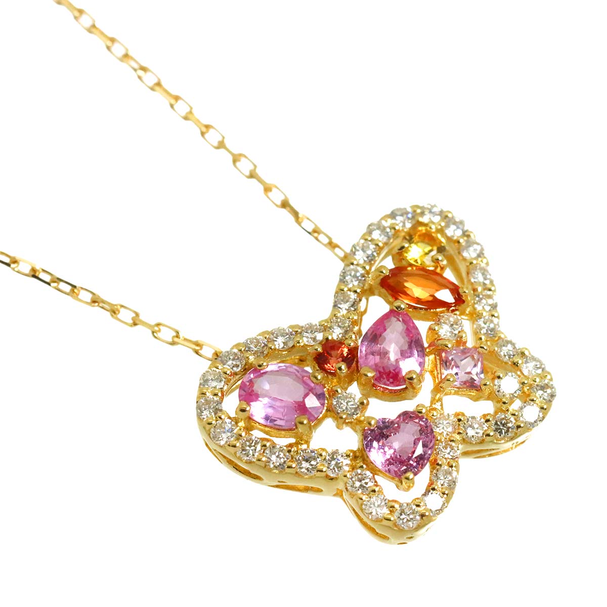Sapphire 0.70ct Diamond 0.31ct Necklace 18K Yellow Gold 750