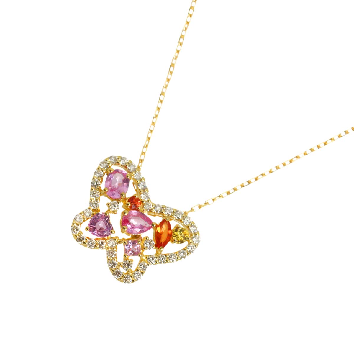 Sapphire 0.70ct Diamond 0.31ct Necklace 18K Yellow Gold 750