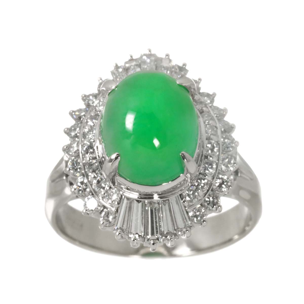 Jade 4.15ct Diamond 0.96ct Ring Pt Platinum size6.25-6.5(US)
