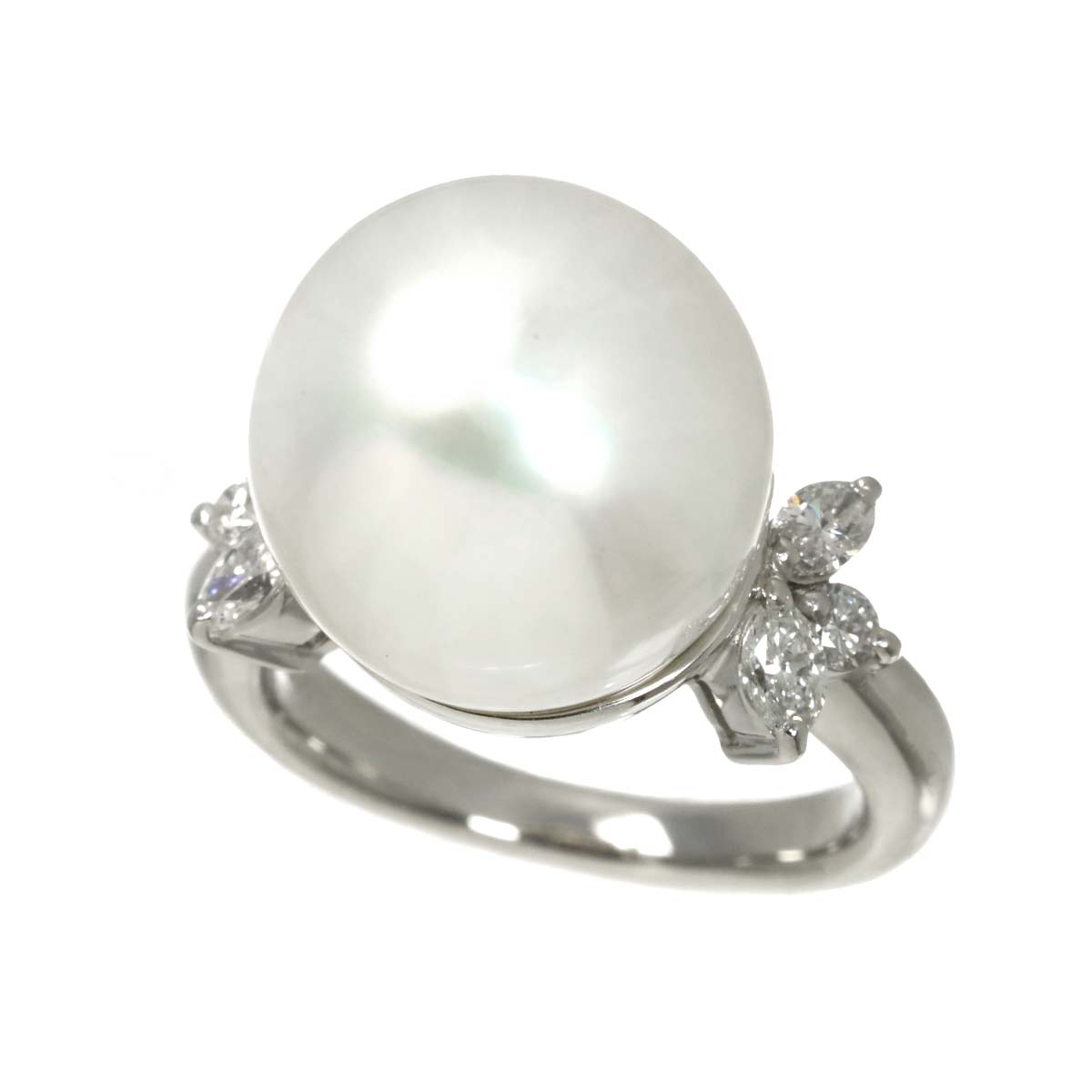 South Sea pearl 12.6mm Diamond 0.38ct Ring Pt Platinum Size4-4.5(US)