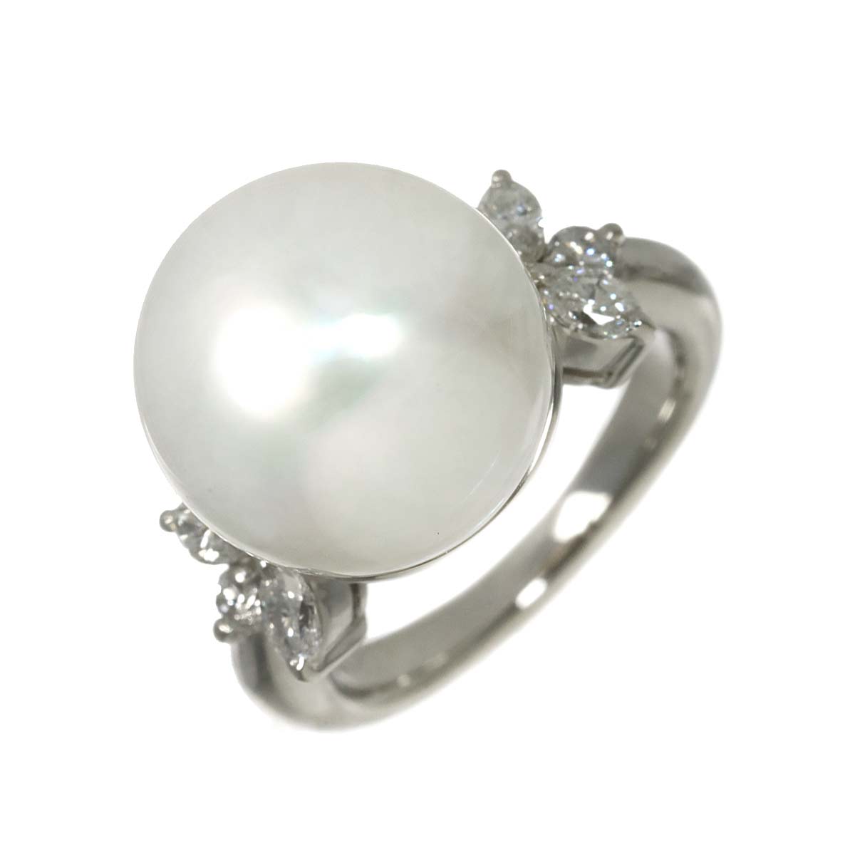 South Sea pearl 12.6mm Diamond 0.38ct Ring Pt Platinum Size4-4.5(US)