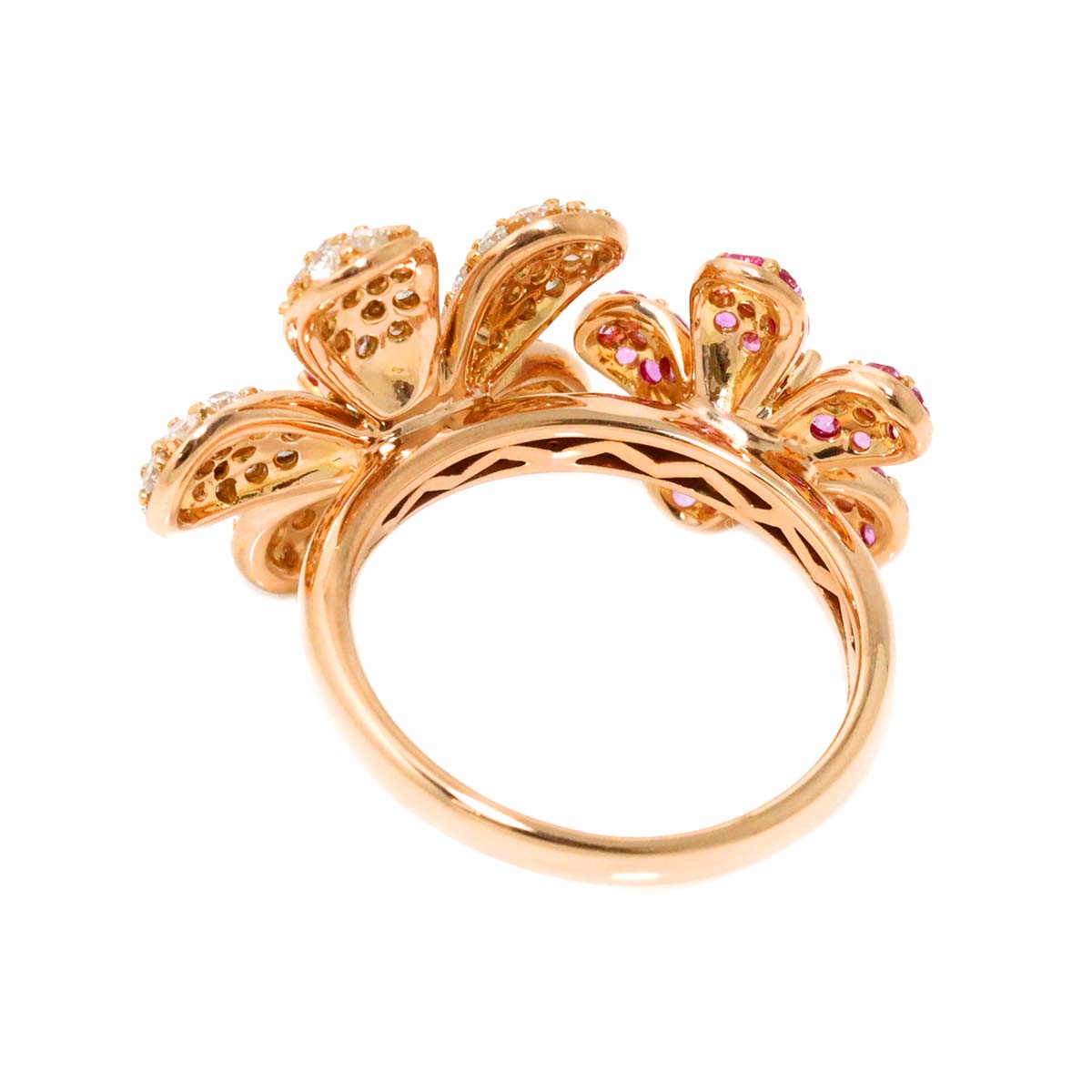 Sapphire 0.75ct Diamond 1.25ct Ring 18K PG Pink Gold 750 Size5.25(US)