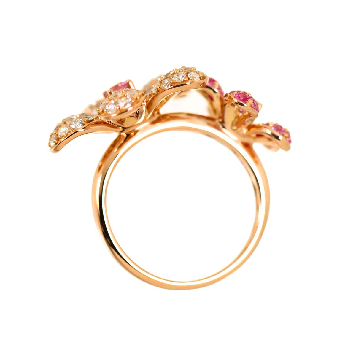 Sapphire 0.75ct Diamond 1.25ct Ring 18K PG Pink Gold 750 Size5.25(US)