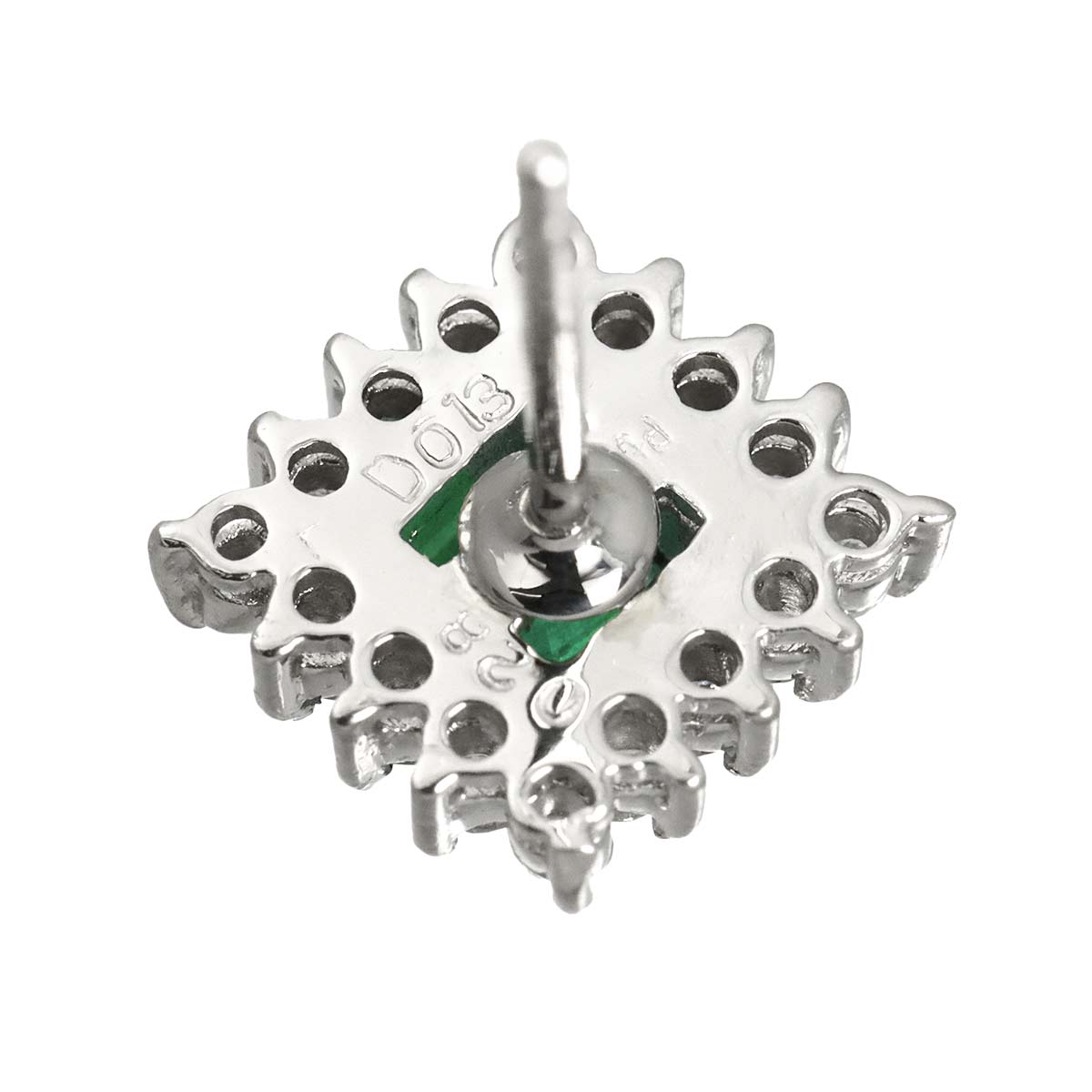 Emerald 0.32ct/0.28ct Diamond Earrings Pierced Pt Platinum