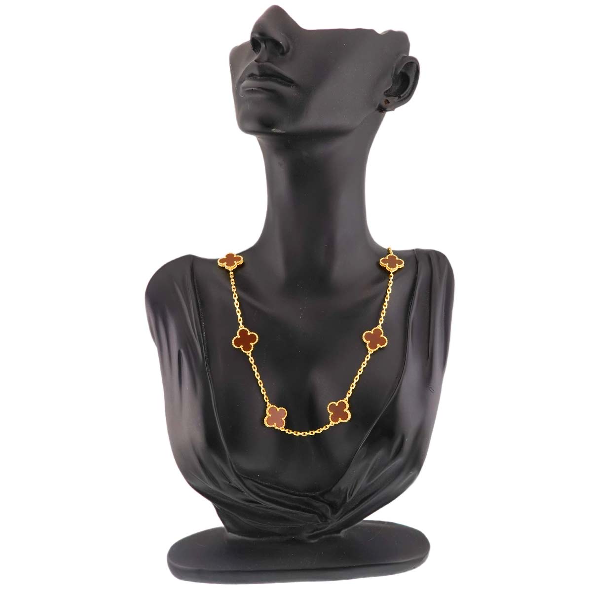Vintage Alhambra Carnelian 10P Necklace 18K YG 750