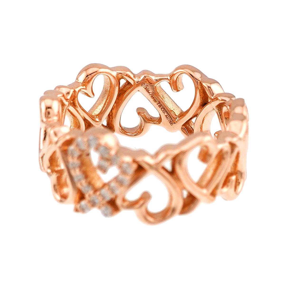 Loving Heart Diamond Ring 18K PG 750 Size4(US)