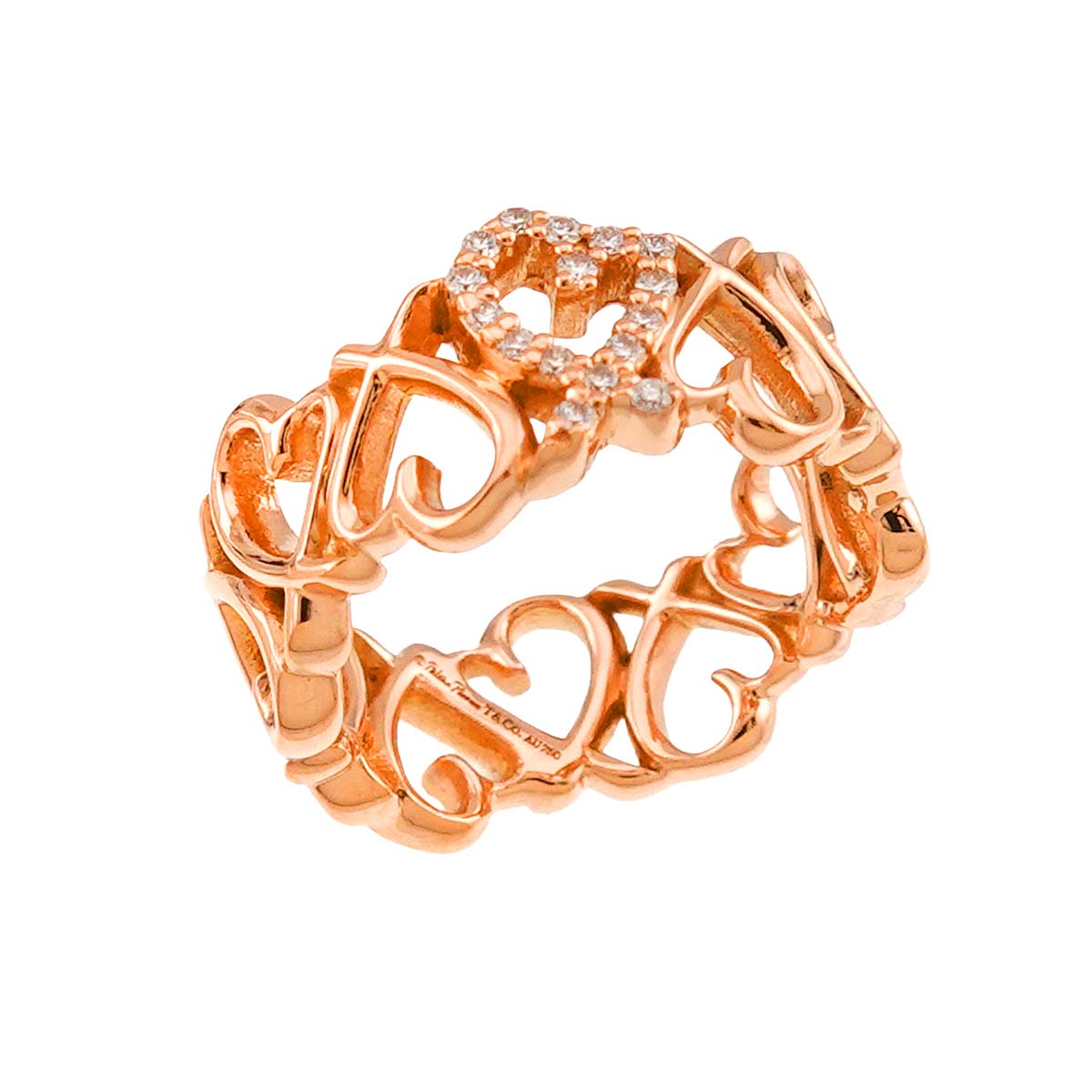 Loving Heart Diamond Ring 18K PG 750 Size4(US)