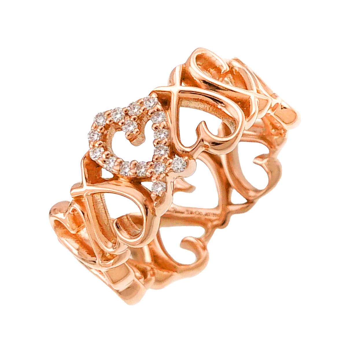Loving Heart Diamond Ring 18K PG 750 Size4(US)