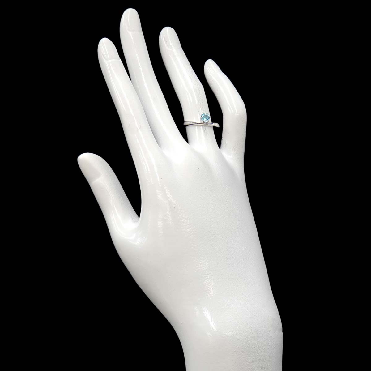 Aquamarine Diamond Ring 18K WG 750 Size4.75-5(US)