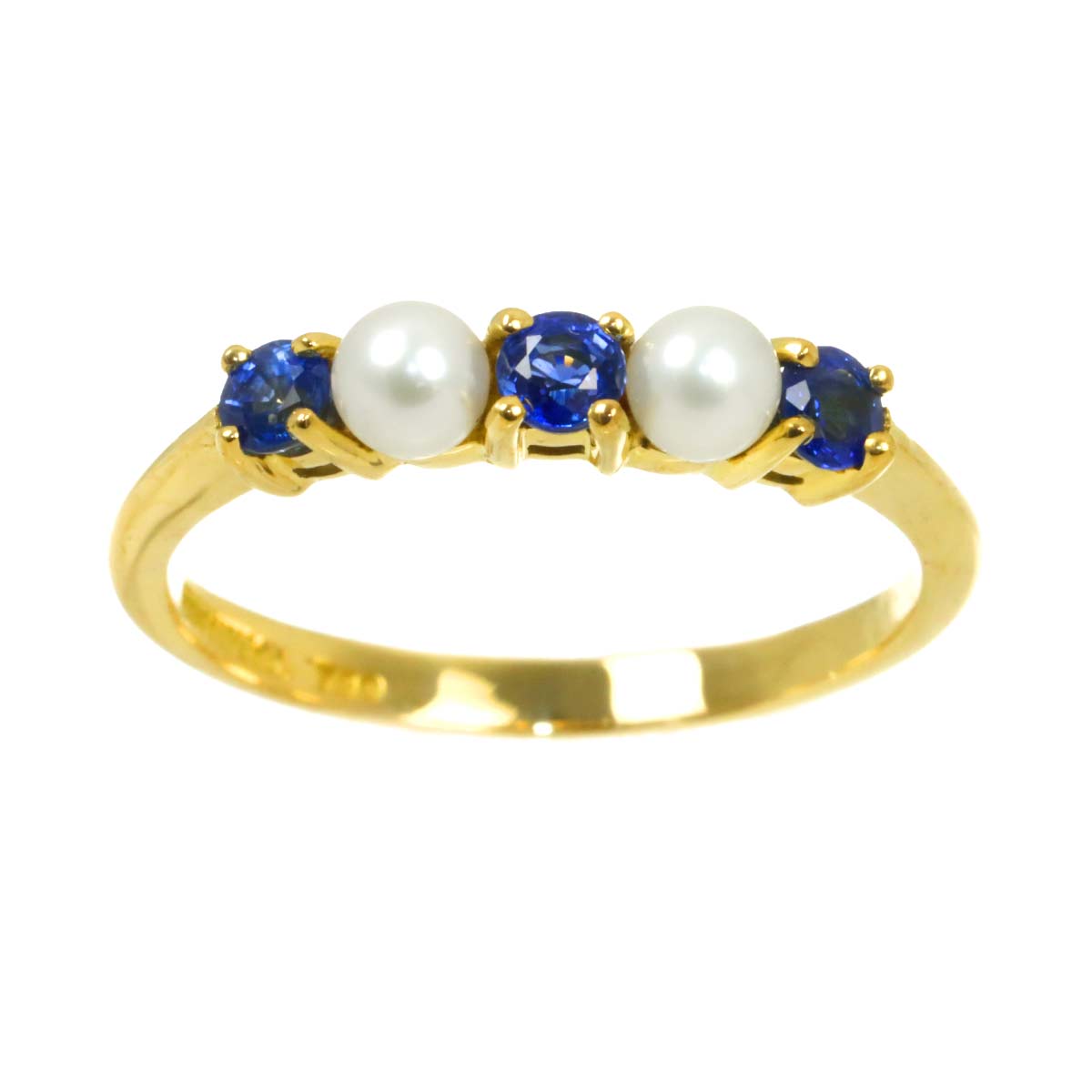 Baby Pearl 3.5mm Sapphire Ring 18K YG 750 Size6.75(US)