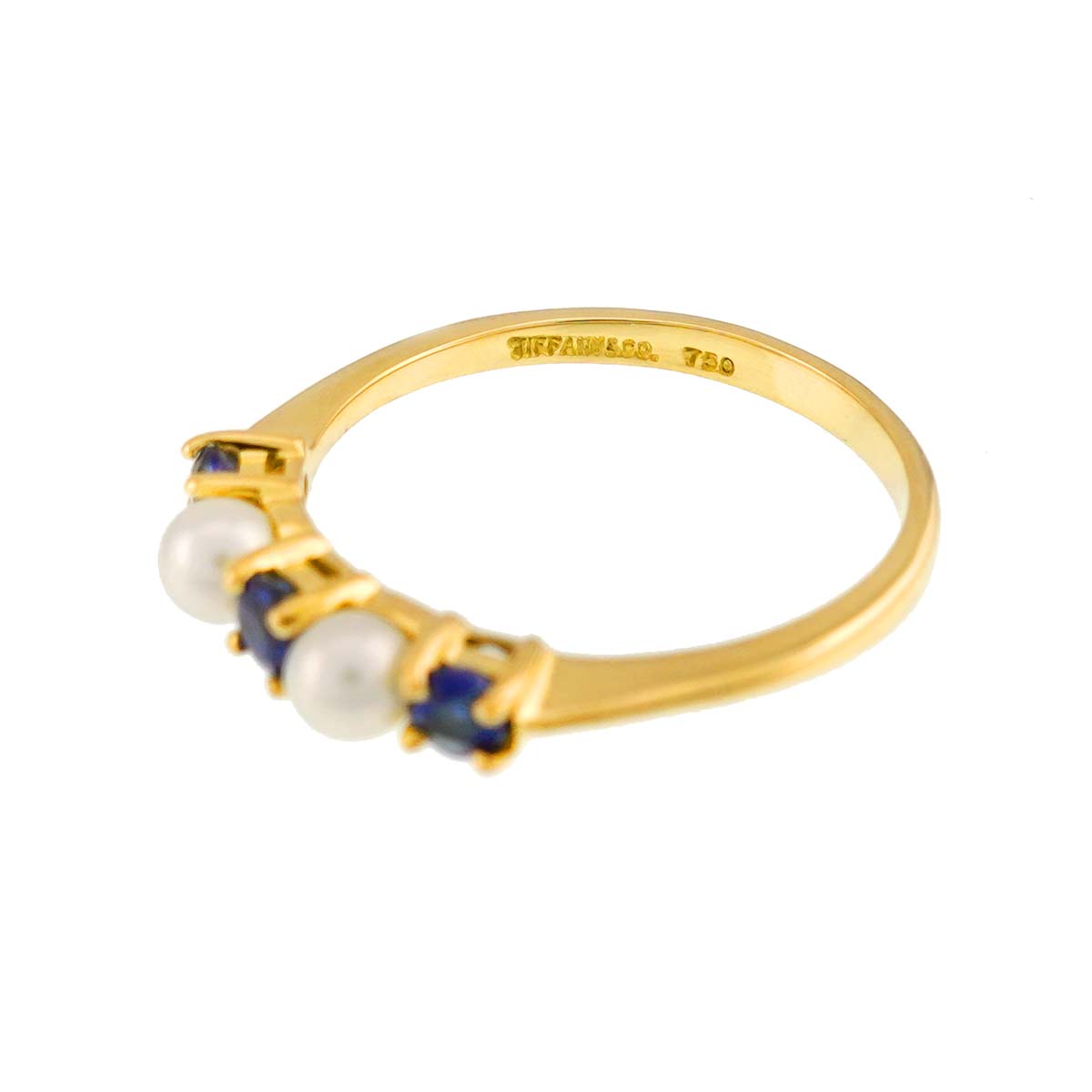 Baby Pearl 3.5mm Sapphire Ring 18K YG 750 Size6.75(US)