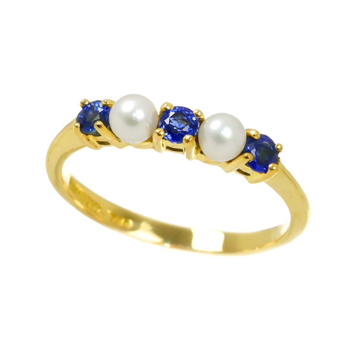 Baby Pearl 3.5mm Sapphire Ring 18K YG 750 Size6.75(US)