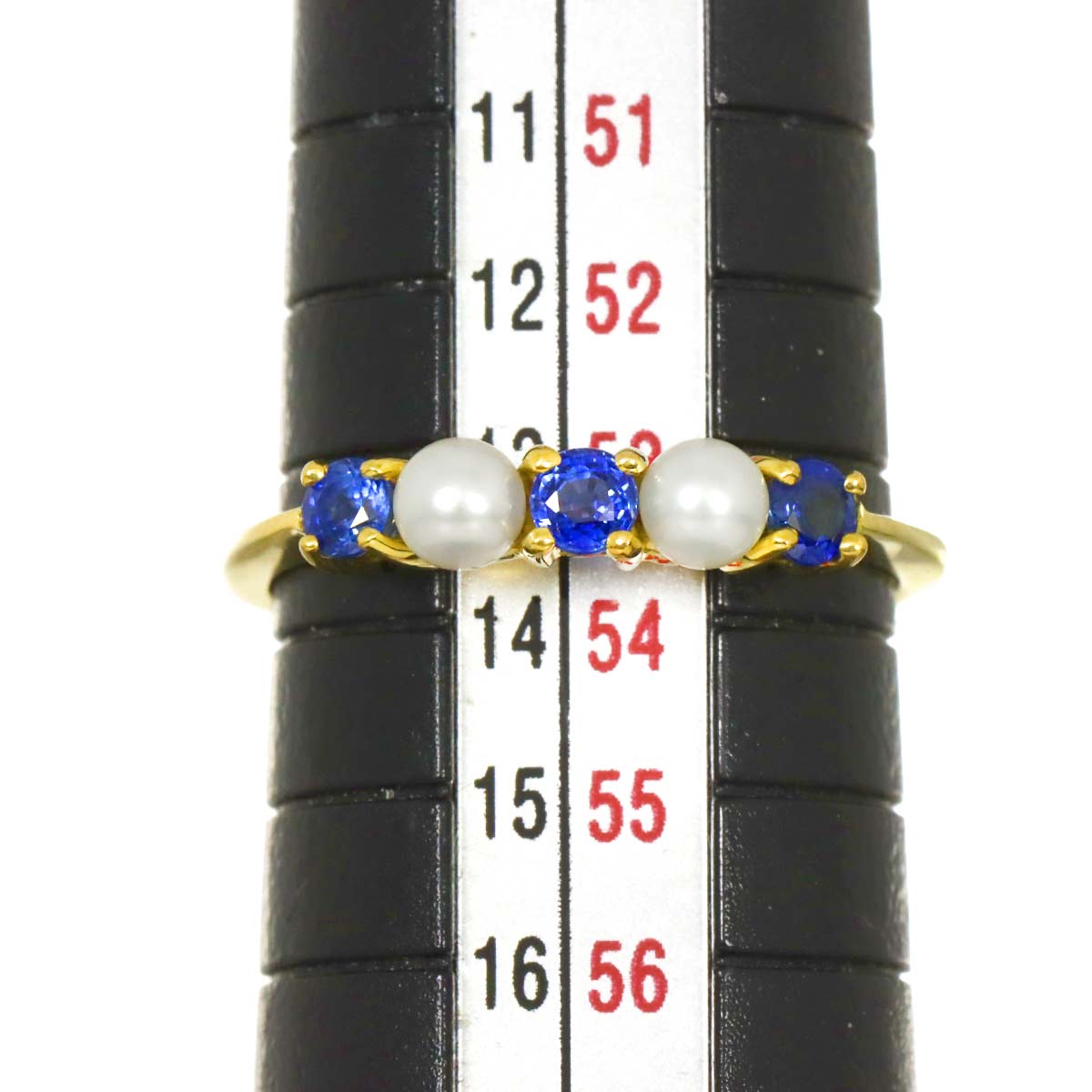 Baby Pearl 3.5mm Sapphire Ring 18K YG 750 Size6.75(US)