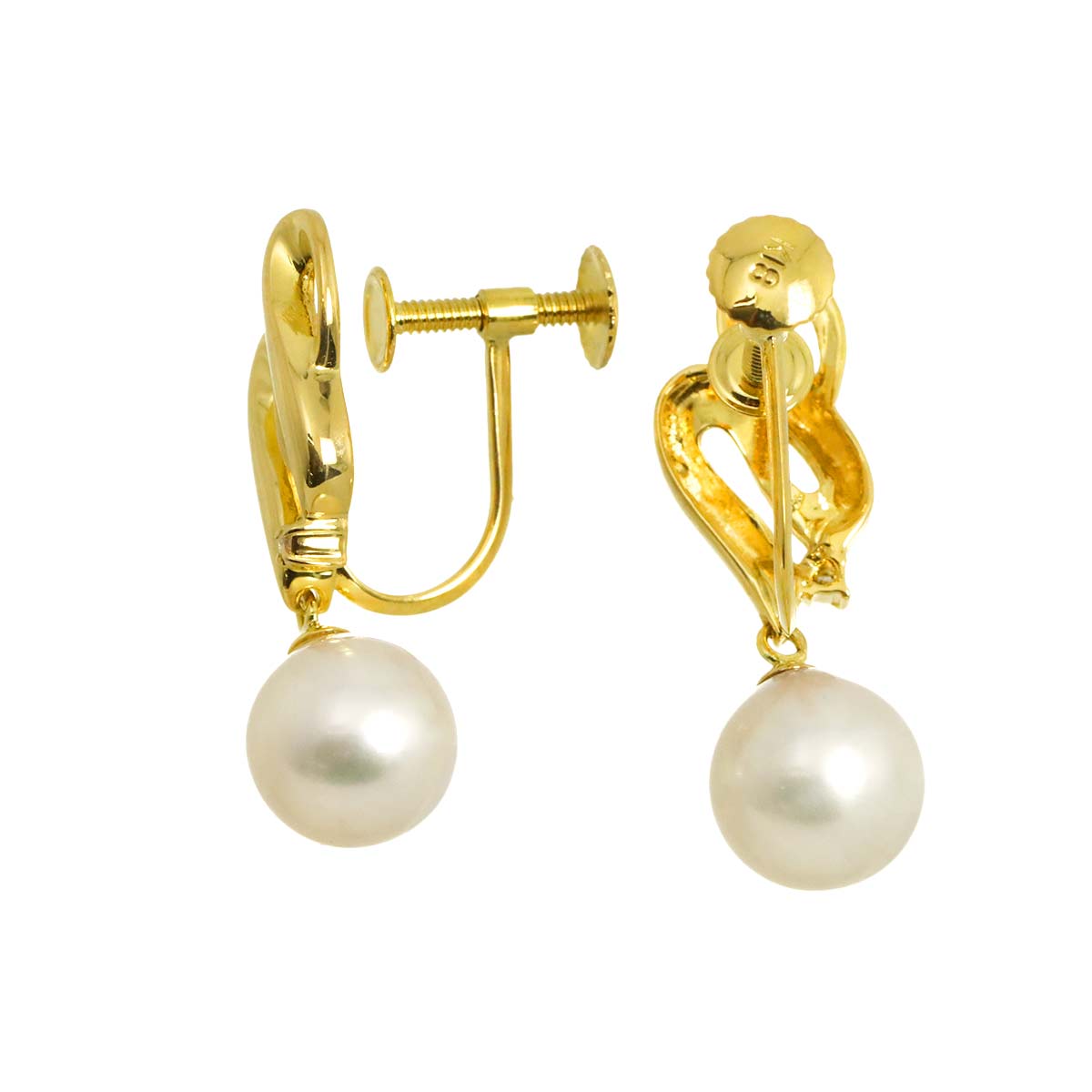 Freshwater pearl Diamond 0.01/0.01ct Earrings 18K YG 750