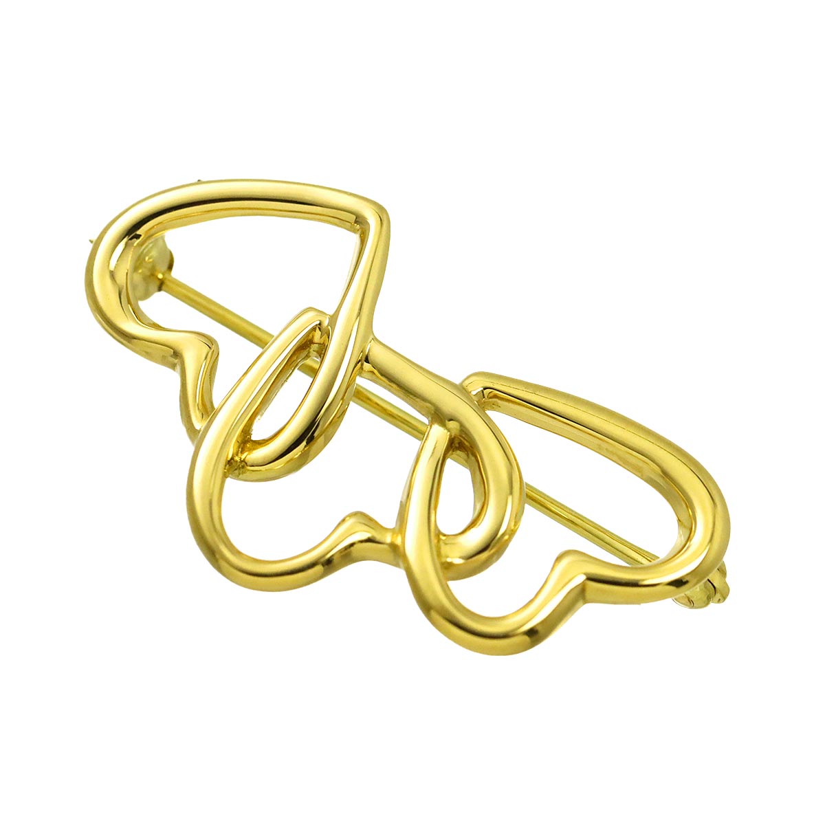 Triple Heart Brooch 18K Yellow Gold 750