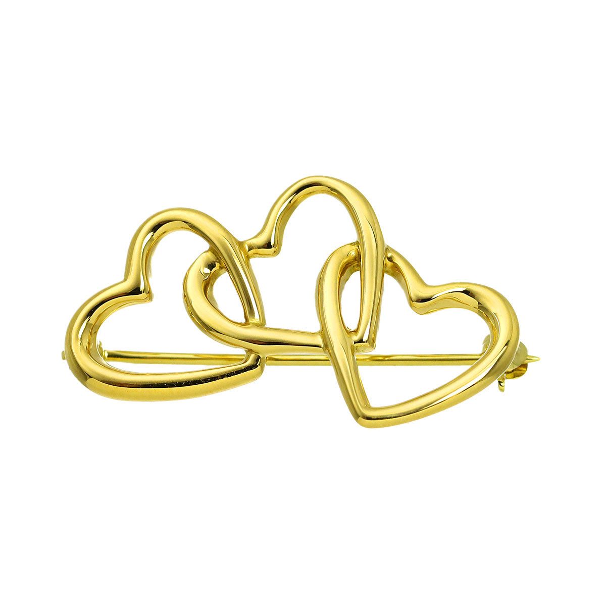 Triple Heart Brooch 18K Yellow Gold 750