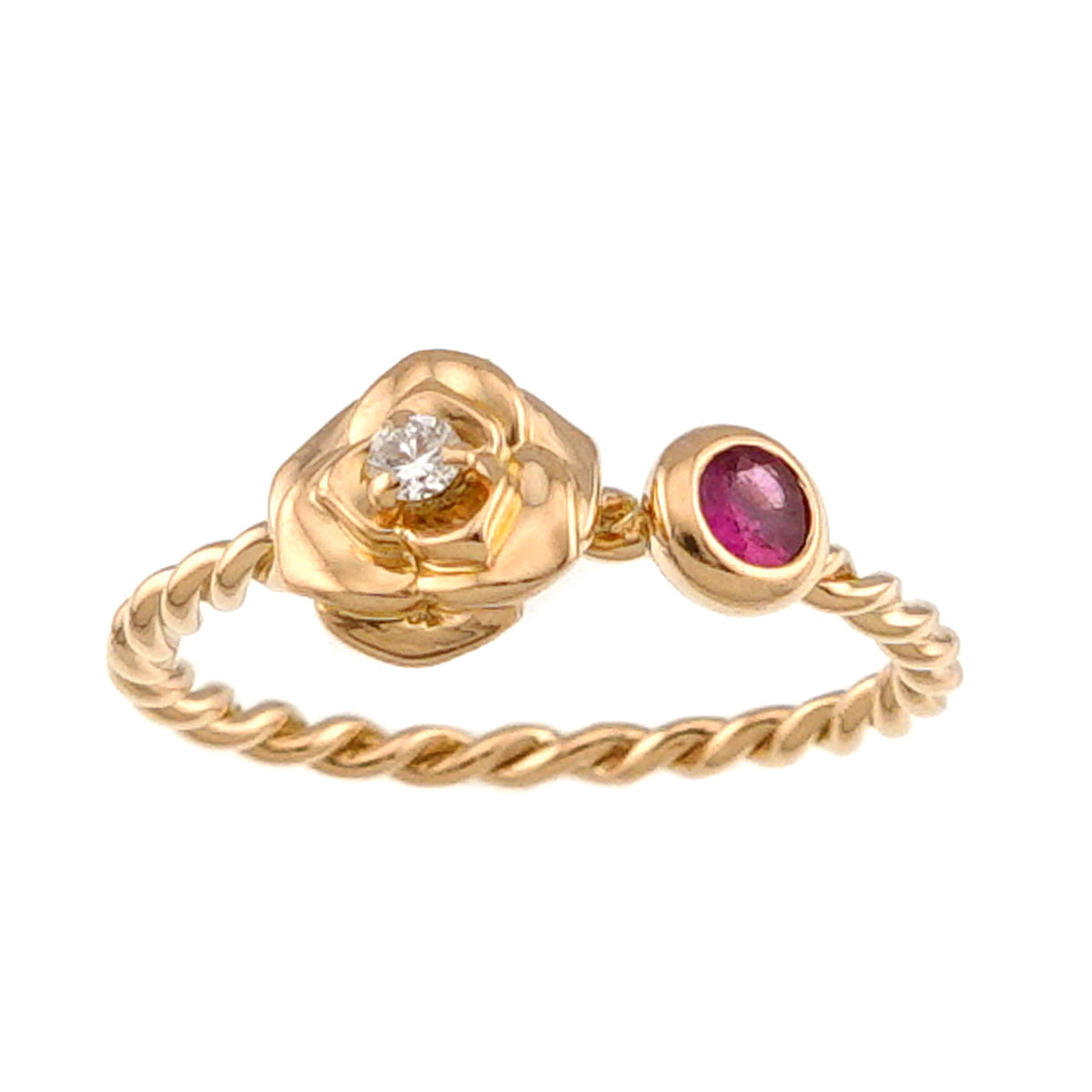 Rose Twist PinkSapphire Diamond Ring 18K PG 750 Size50 5.25(US)
