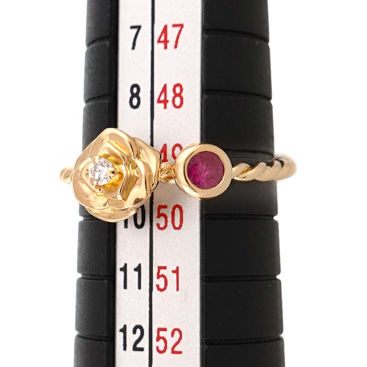 Rose Twist PinkSapphire Diamond Ring 18K PG 750 Size50 5.25(US)