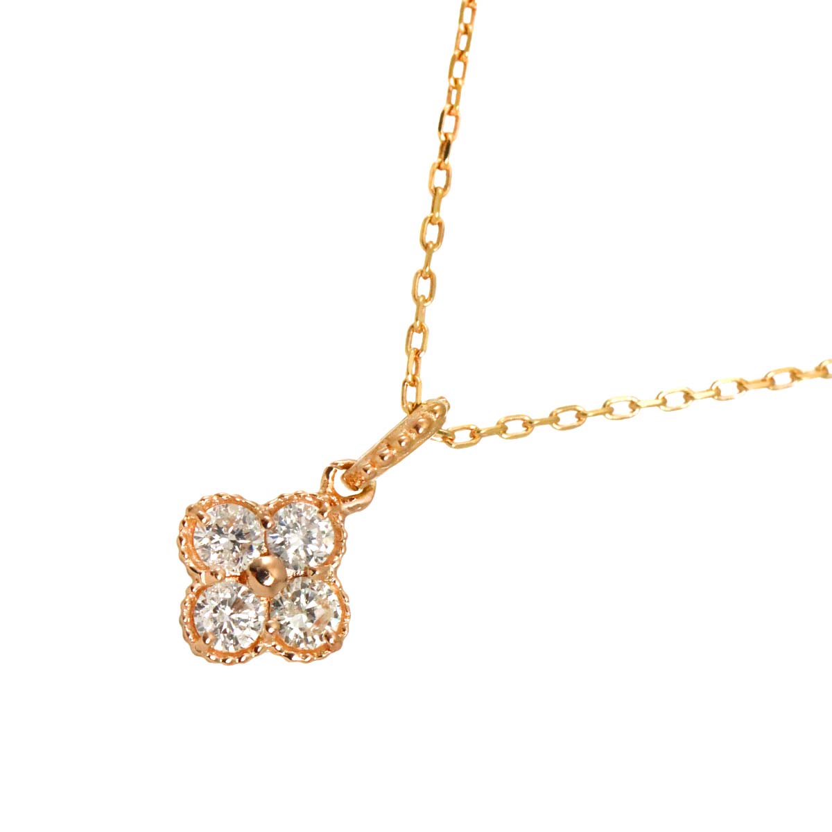Diamond 0.10ct Necklace 18K Pink Gold 750