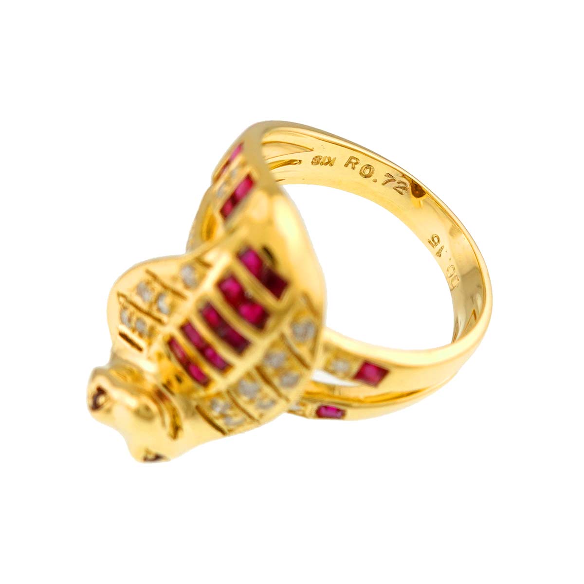 Ruby 0.72ct Diamond 0.15ct Ring 18K YG size5-5.25(US)