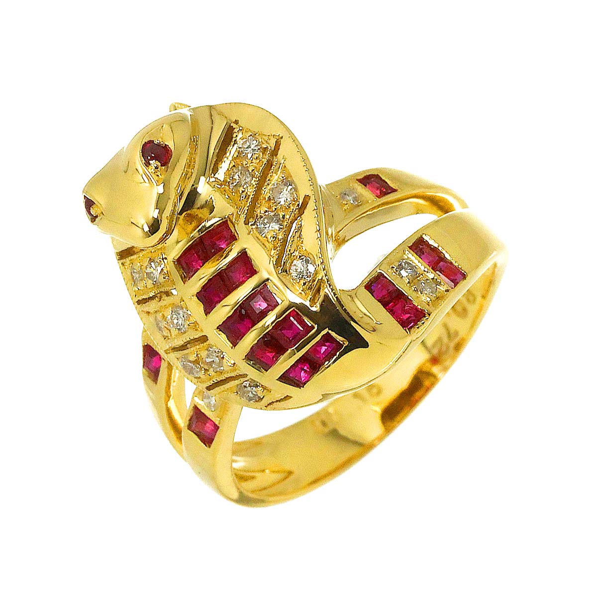 Ruby 0.72ct Diamond 0.15ct Ring 18K YG size5-5.25(US)