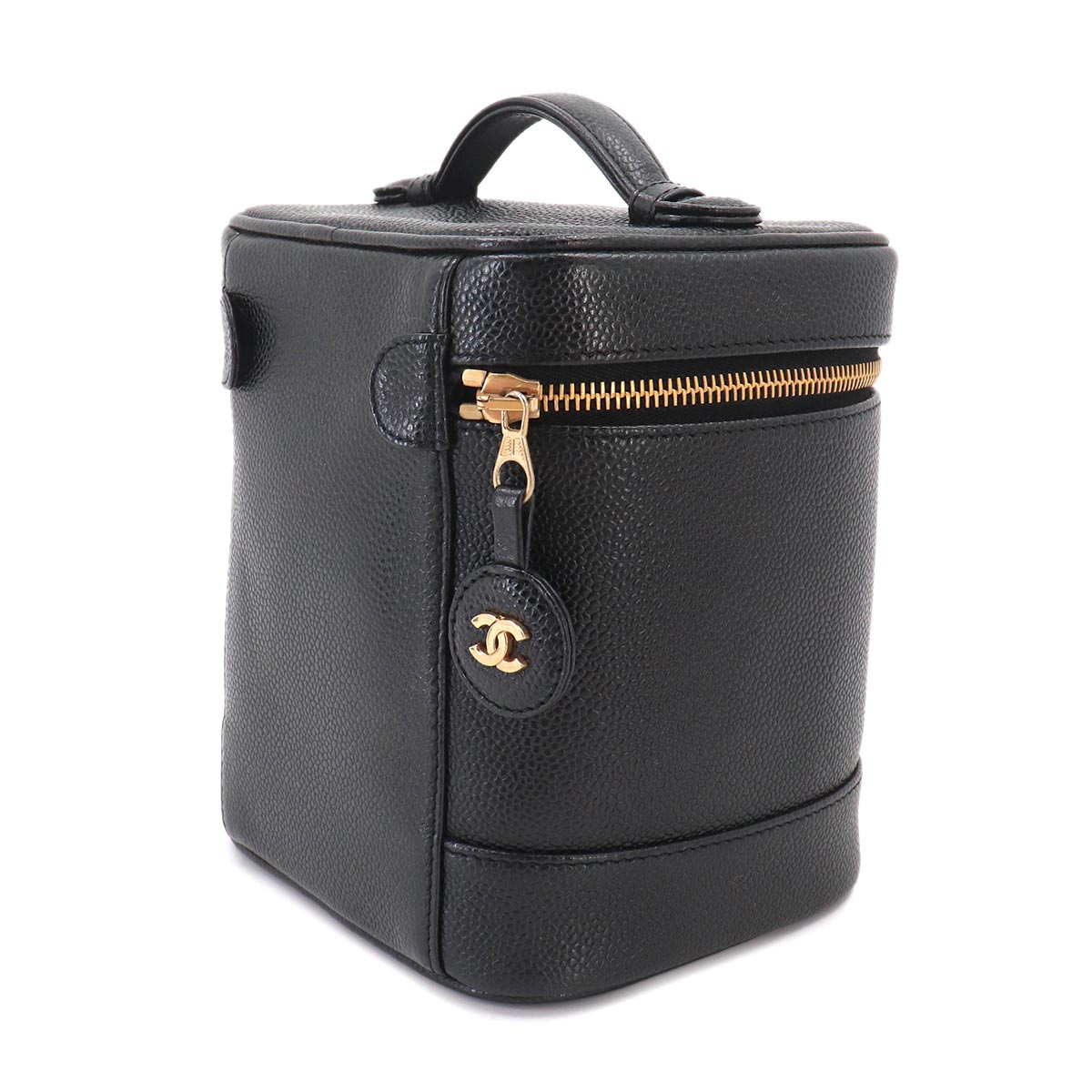 Vanity Hand Bag Leather Black A01998 Coco Logos Vintage Purse