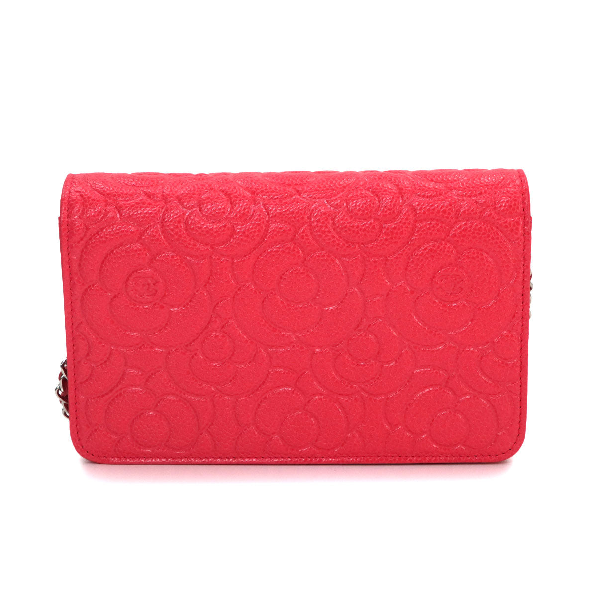 Camellia Chain Wallet Leather Pink A82336 Purse CC Logos