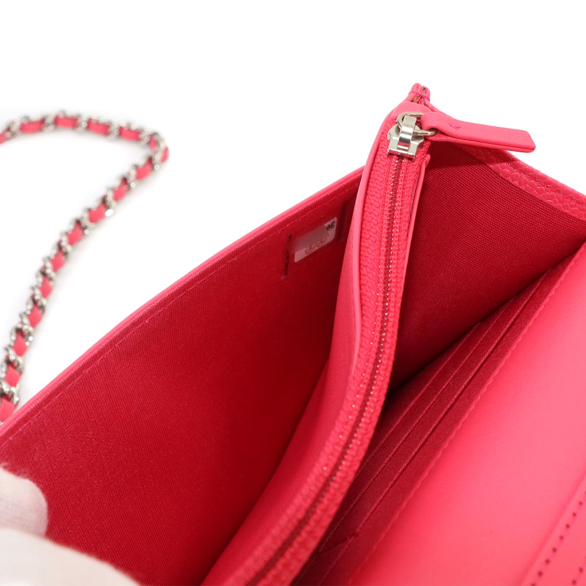Camellia Chain Wallet Leather Pink A82336 Purse CC Logos