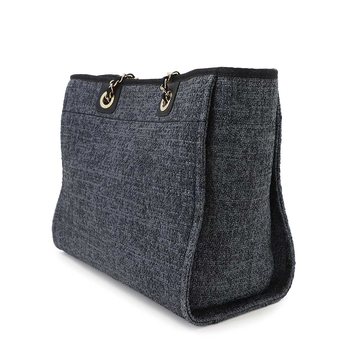 Deauville Chain Tote Bag Straw Leather Navy A67001 Purse