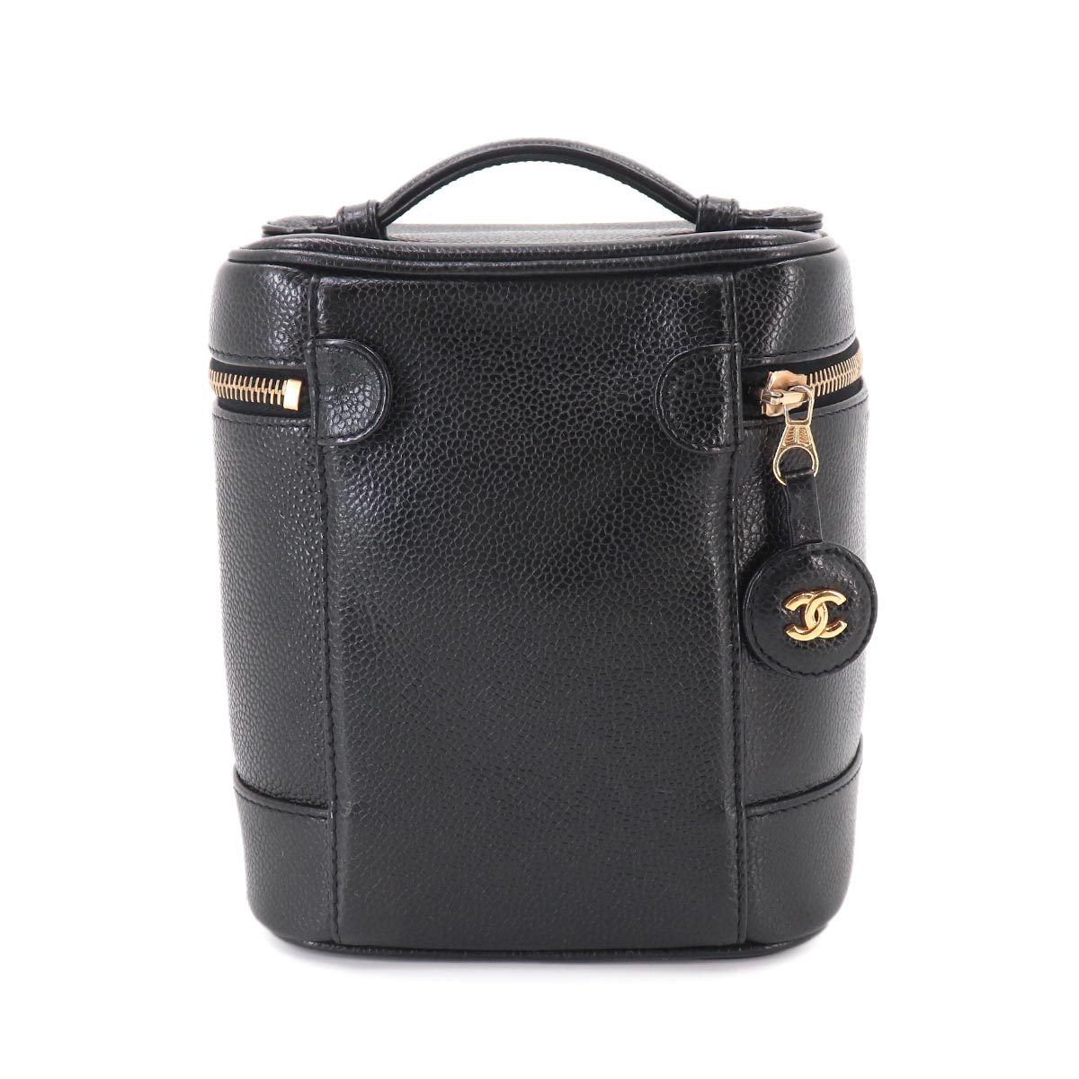 Vanity Hand Bag Leather Black A01998 Coco Logos Vintage Purse
