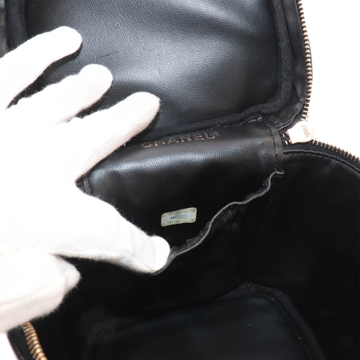 Vanity Hand Bag Leather Black A01998 Coco Logos Vintage Purse